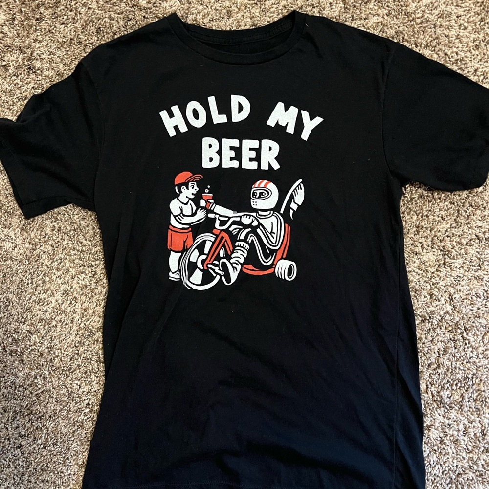Black Chive T-Shirt with 'Hold My Beer' Design